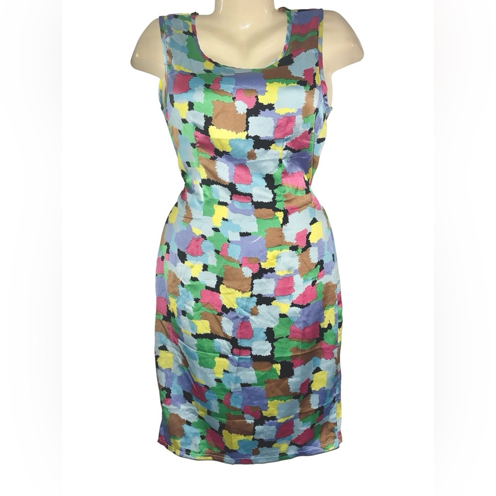 Multicolor Abstract Midi Sheath Dress - Women